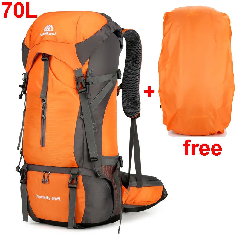 Alpivento 70L Trekking Pack — Rain Cover, Ergonomic Design, Sealed Lower Pocket