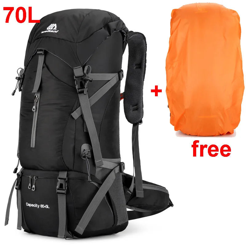 Alpivento 70L Trekking Pack — Rain Cover, Ergonomic Design, Sealed Lower Pocket