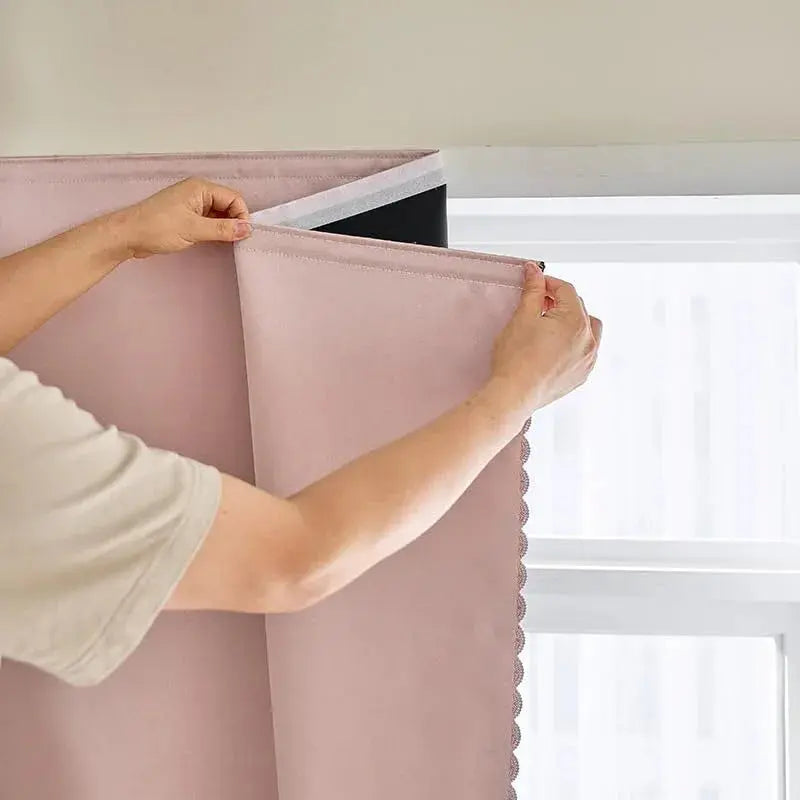 Rideaux occultants portables - Velcro auto-adhésif - 6 tailles - 4 couleurs - Beige, Rose, Gris et Bleu | meowbutter