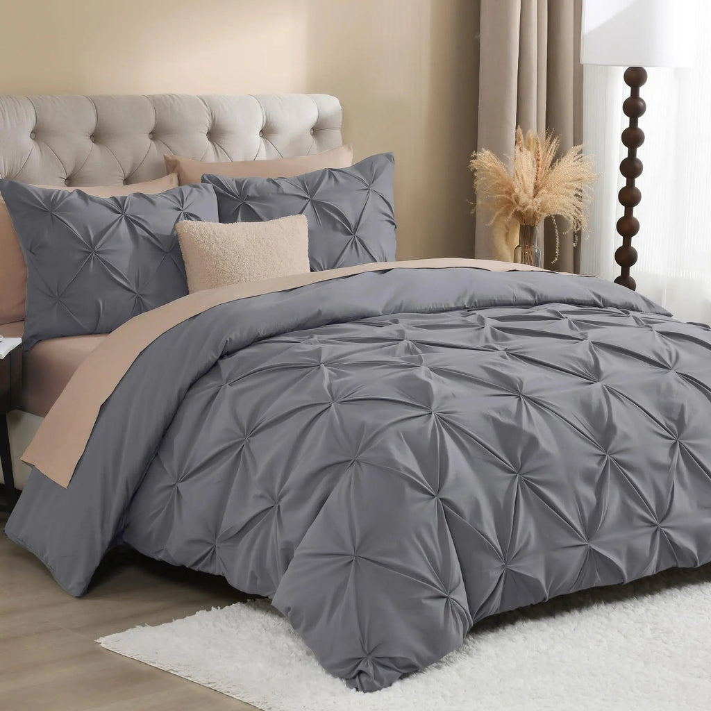 Pleated Pinch Duvet Covering Set For Modern Bedroom Online