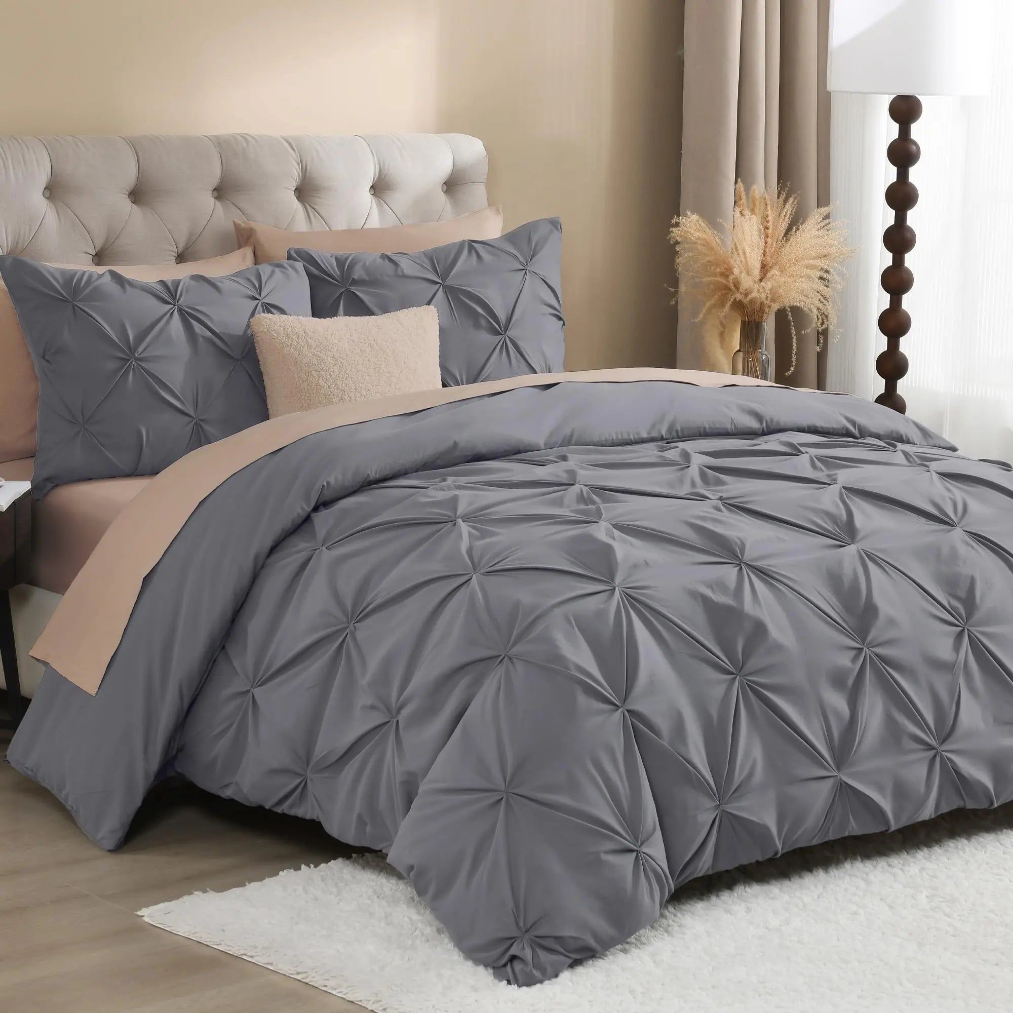 Pleated Pinch Duvet Covering Set For Modern Bedroom Online
