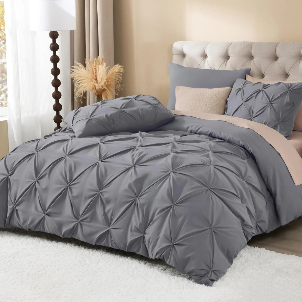 Pleated Pinch Duvet Covering Set For Modern Bedroom Online