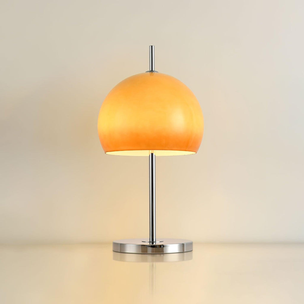 Amber Glass Table Lamp With Chrome Finish Base Vintage Bauhaus