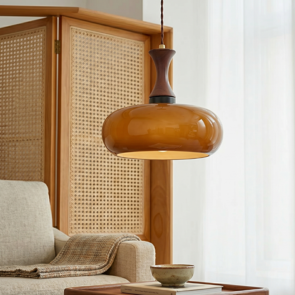 Lampada a sospensione vintage in vetro regolabile in altezza per cucina