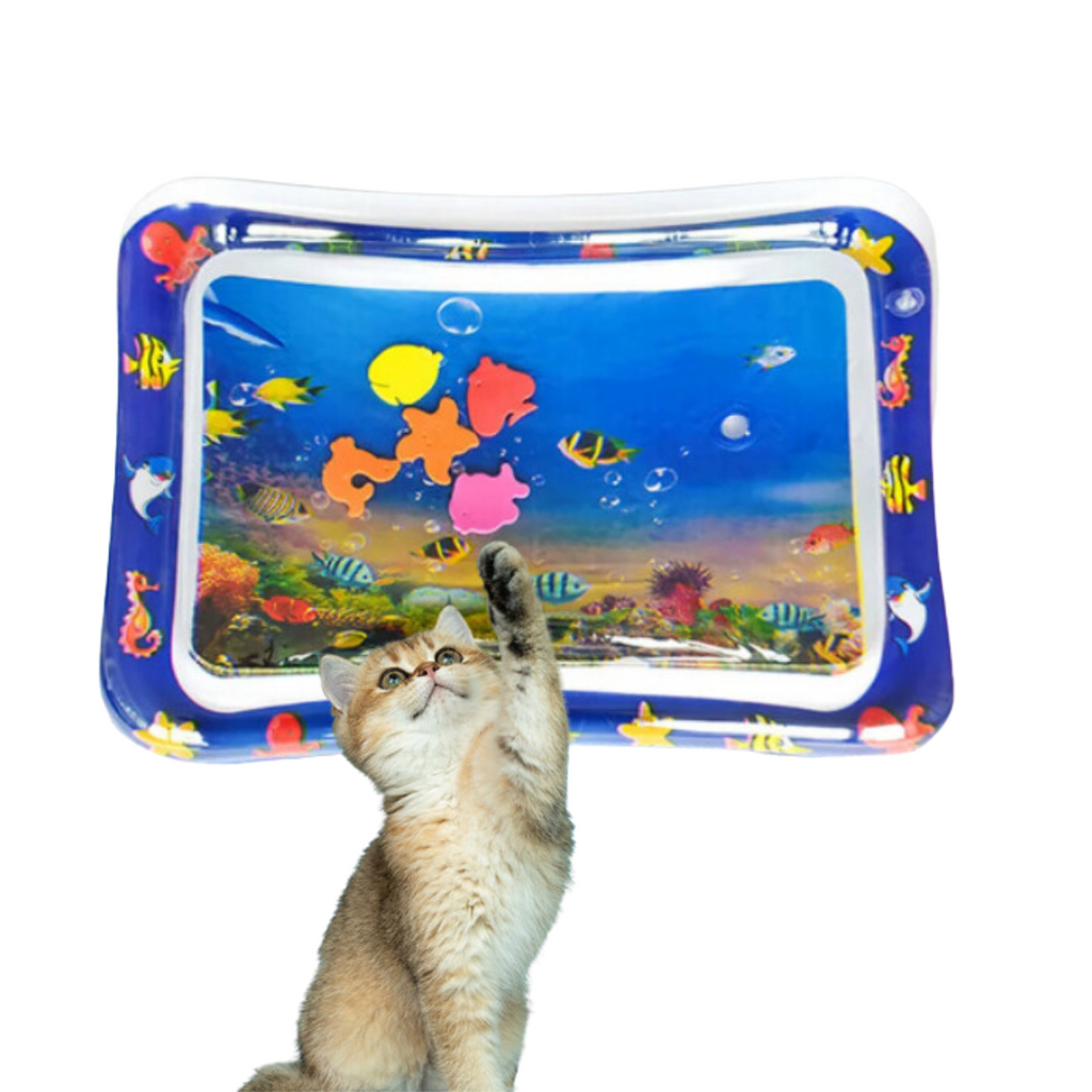 Tapete refrescante interativo para gatos AquaPaws — sistema de pulverização, ligação direta à mangueira de jardim