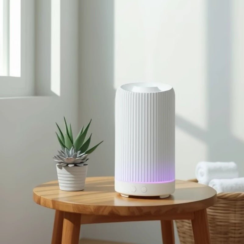 Humidificador y Difusor de Niebla Fría - 100ml - 36dB - Más de 8 horas - Control Remoto - Blanco y Textura de Madera | meowbutter