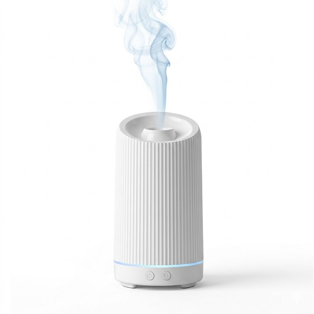 Humidificador y Difusor de Niebla Fría - 100ml - 36dB - Más de 8 horas - Control Remoto - Blanco y Textura de Madera | meowbutter