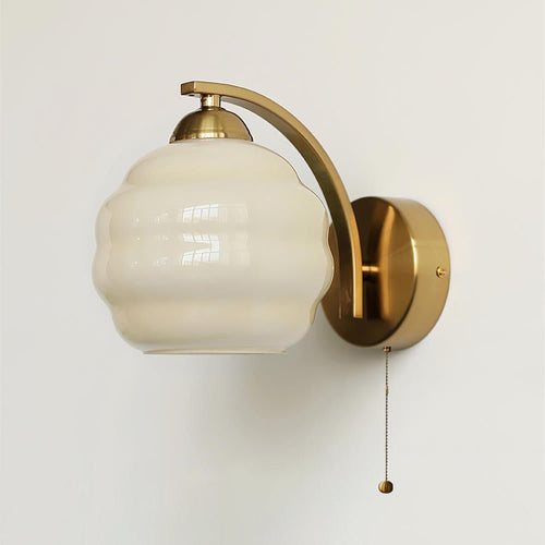 Art Deco Wall Sconce With White Glass And LED Gold Finish