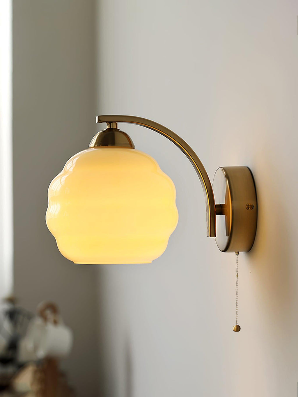 Art Deco Wall Sconce With White Glass And LED Gold Finish