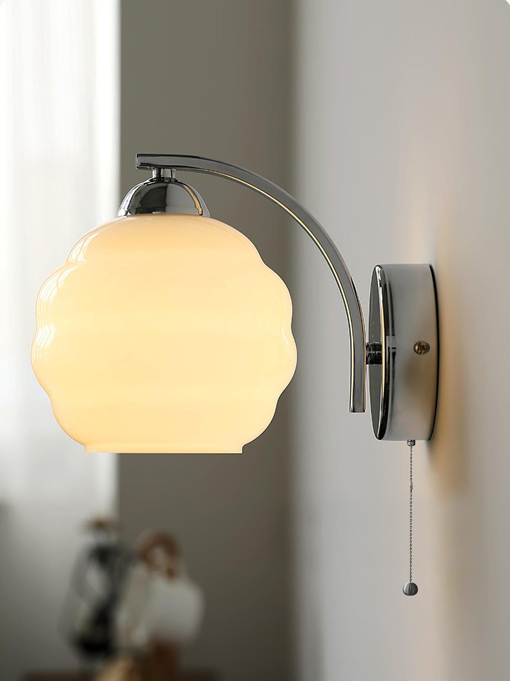 Art Deco Wall Sconce With White Glass And LED Gold Finish