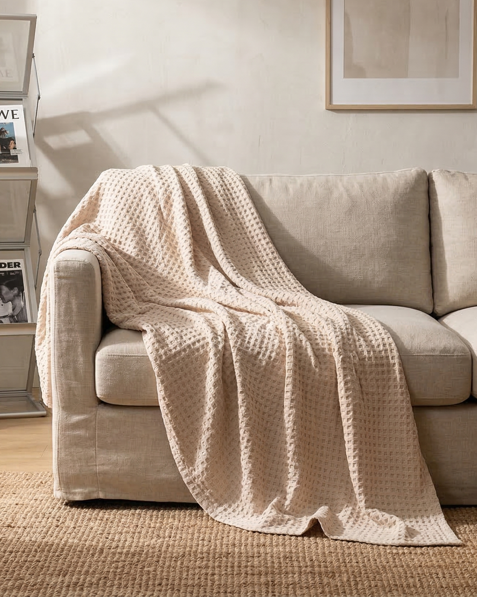 Classic Waffle Blanket Made From 100 Percent Cotton