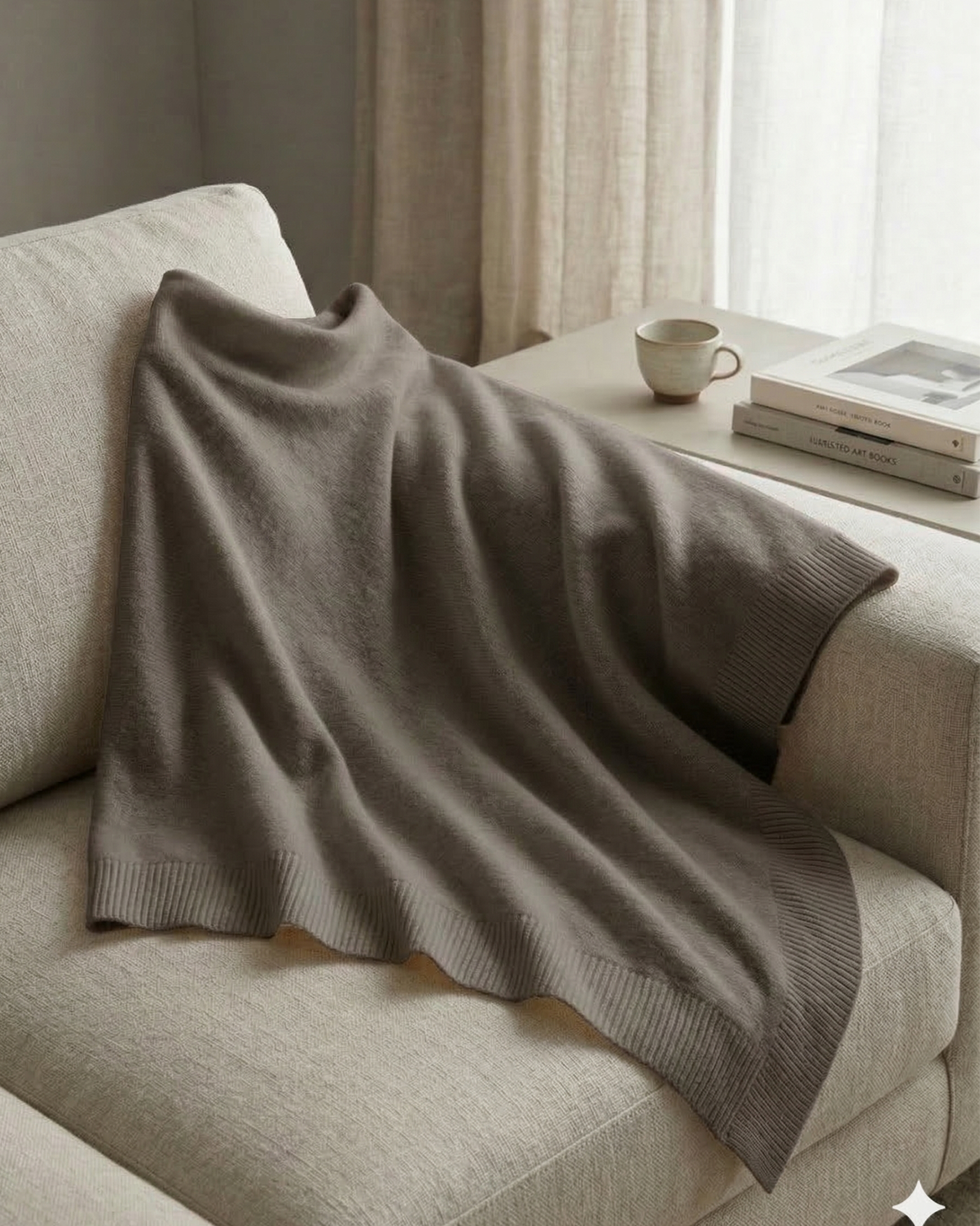 Den strikkede fleece-sjal, let og hyggelig, perfekt til hverdagsbrug.