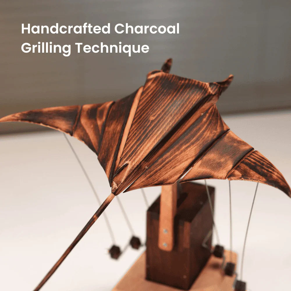 Artisan Manta Ray Automaton — Hand Cranked Kinetic Desk Sculpture