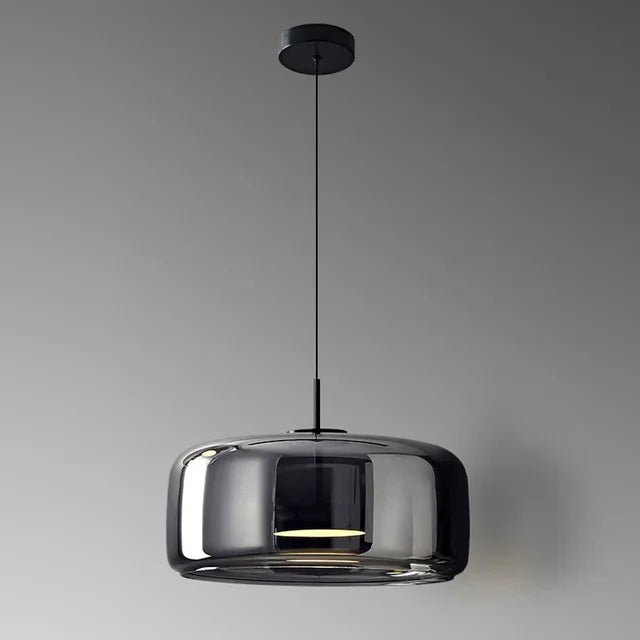 Aurea modern takkrona med glaskupa — 33 cm i diameter, justerbar upphängning, dimbar LED-belysning