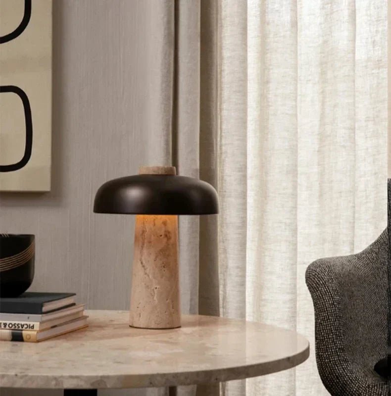 Marcellus Exclusive Travertine Table Lamp For Living