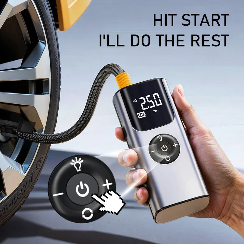 AutoLift vezeték nélküli gumipumpa — kompakt kialakítás, digitális kijelző