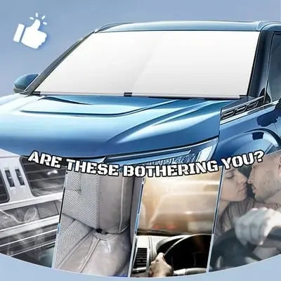 AutoShield visszahúzható autóablak-árnyékoló — 135x90cm-es hővédő, UV-védelemmel, titánezüst fényvisszaverő felülettel