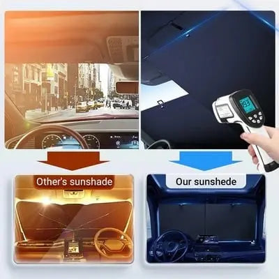 AutoShield visszahúzható autóablak-árnyékoló — 135x90cm-es hővédő, UV-védelemmel, titánezüst fényvisszaverő felülettel