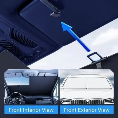 AutoShield visszahúzható autóablak-árnyékoló — 135x90cm-es hővédő, UV-védelemmel, titánezüst fényvisszaverő felülettel