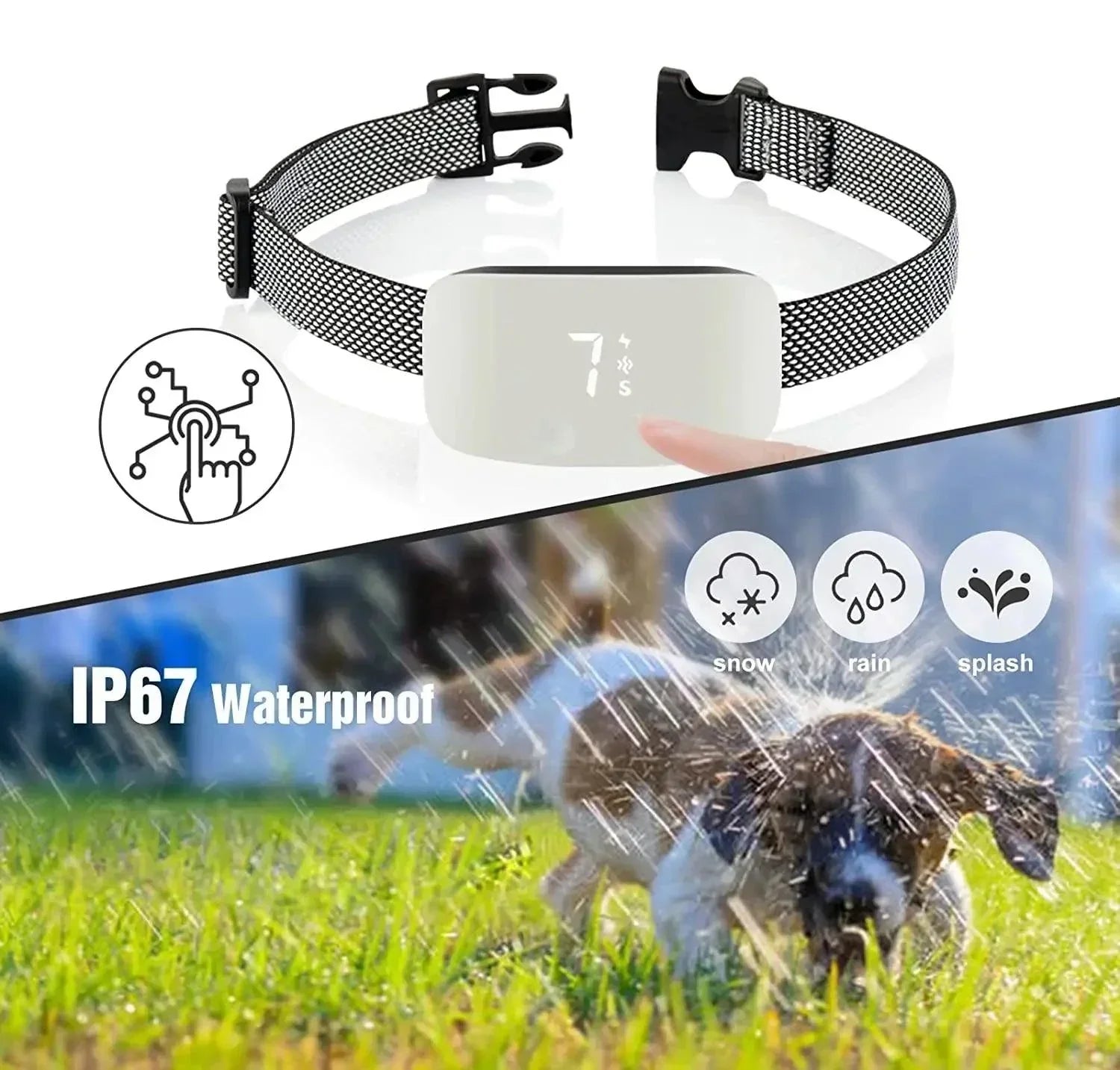 Anti-blafhalsband voor honden - Nylon - IP67 waterdicht - USB oplaadbaar - Verstelbaar voor alle rassen | meowbutter