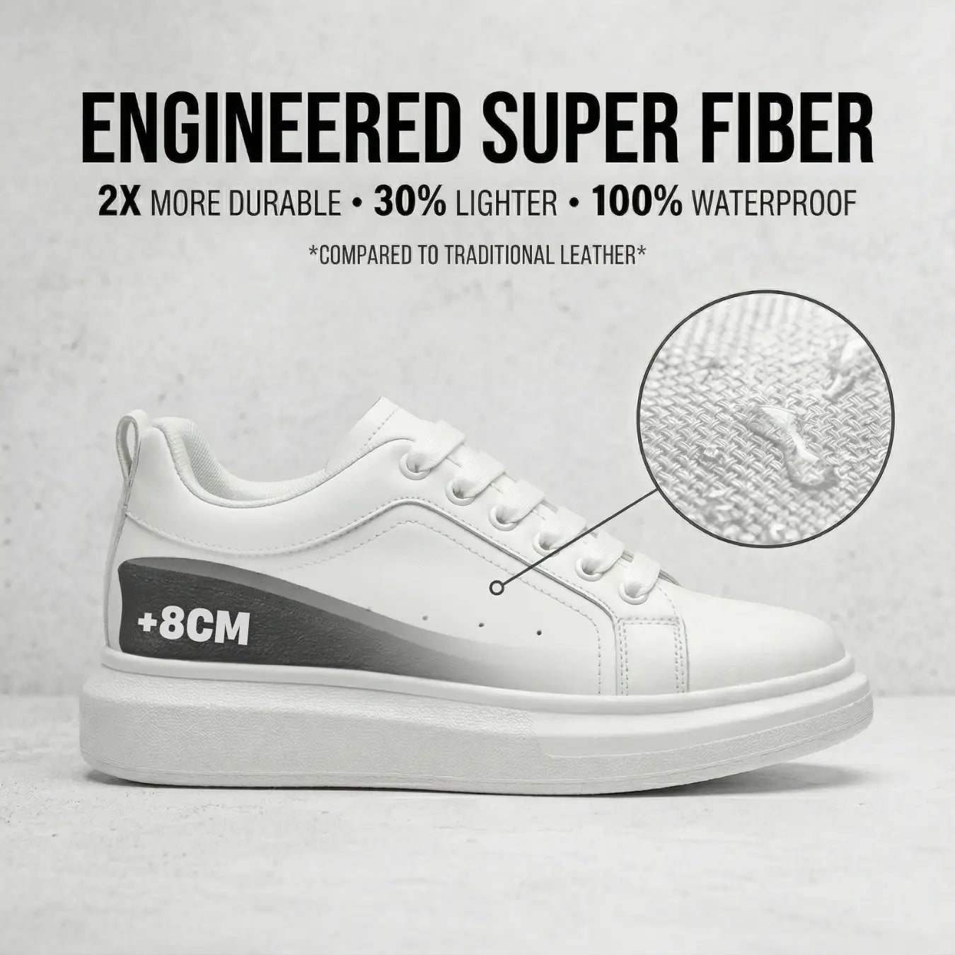 Aven 8cm Height Increase Shoes Unisex Everyday Wear
