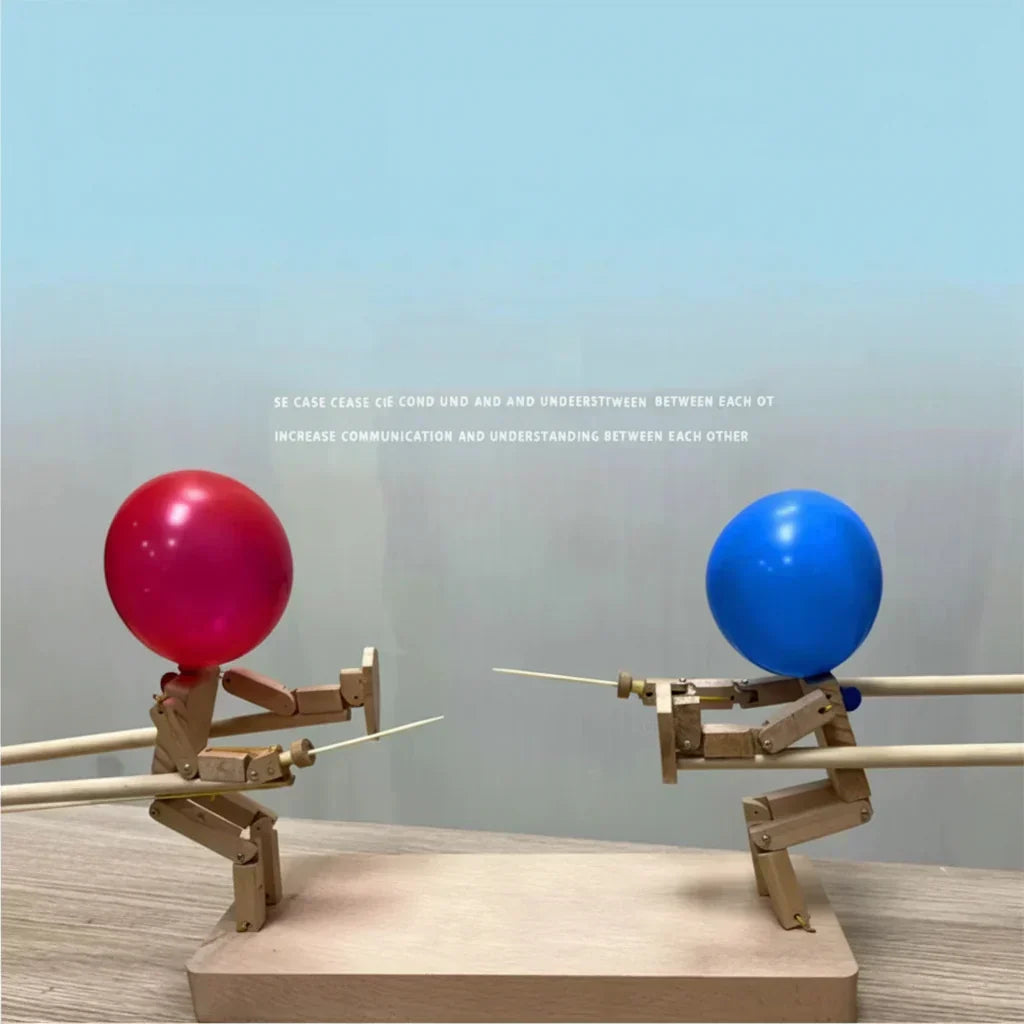 Two-Player Wooden Balloon Duel Sword Game