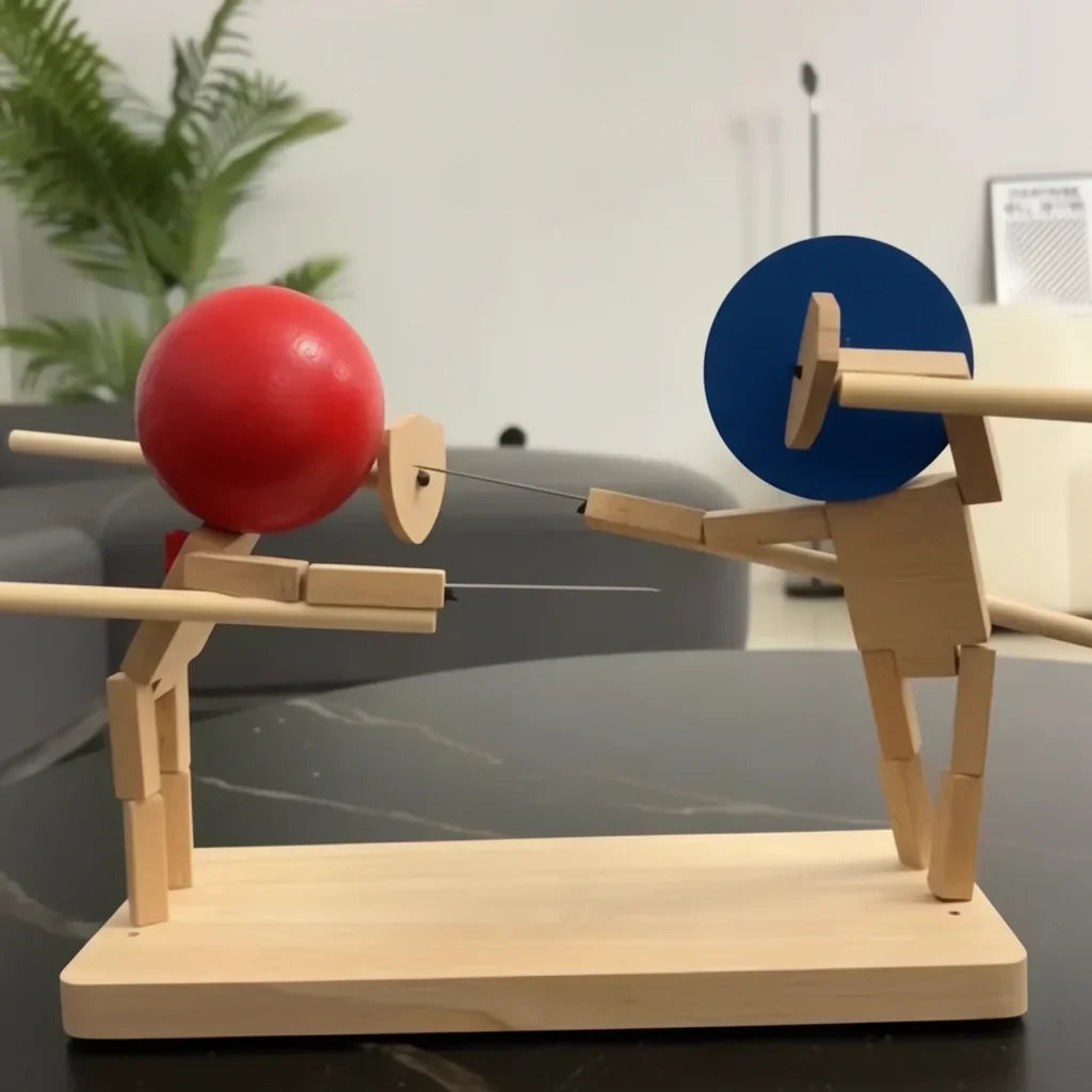 Two-Player Wooden Balloon Duel Sword Game