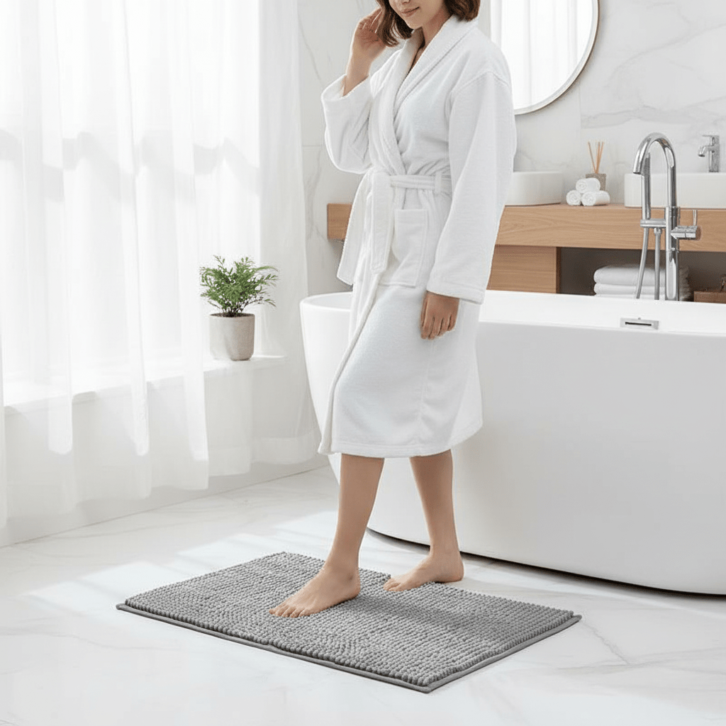 Tapis de bain antidérapant en chenille douce pour un confort ultime | meowbutter
