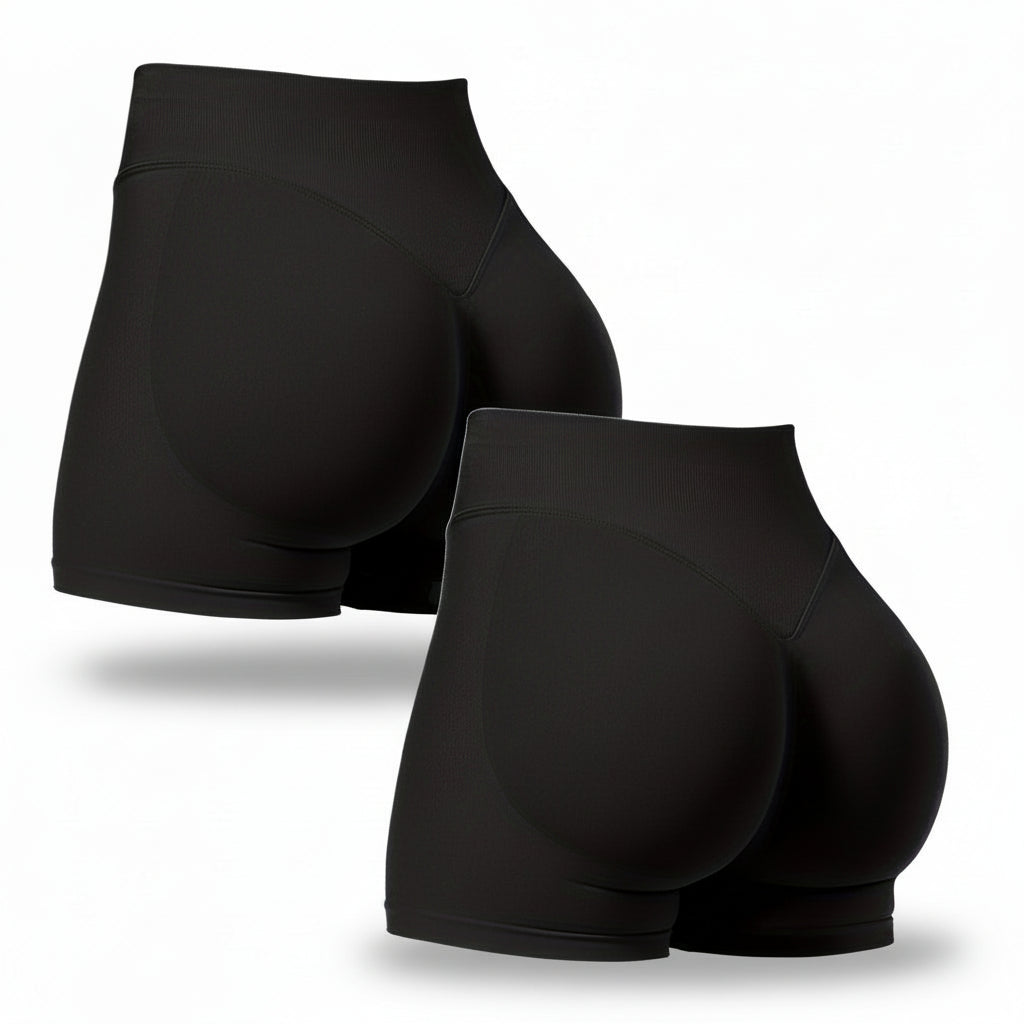 Paquete de 2 shorts de ciclismo sin costuras — realce con fruncido en los glúteos, compresión adaptable y elasticidad en cuatro direcciones