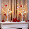 Lampe de table LED en forme de cœur avec arbre en bouleau, décoration intérieure pour la Saint-Valentin | Meowbutter