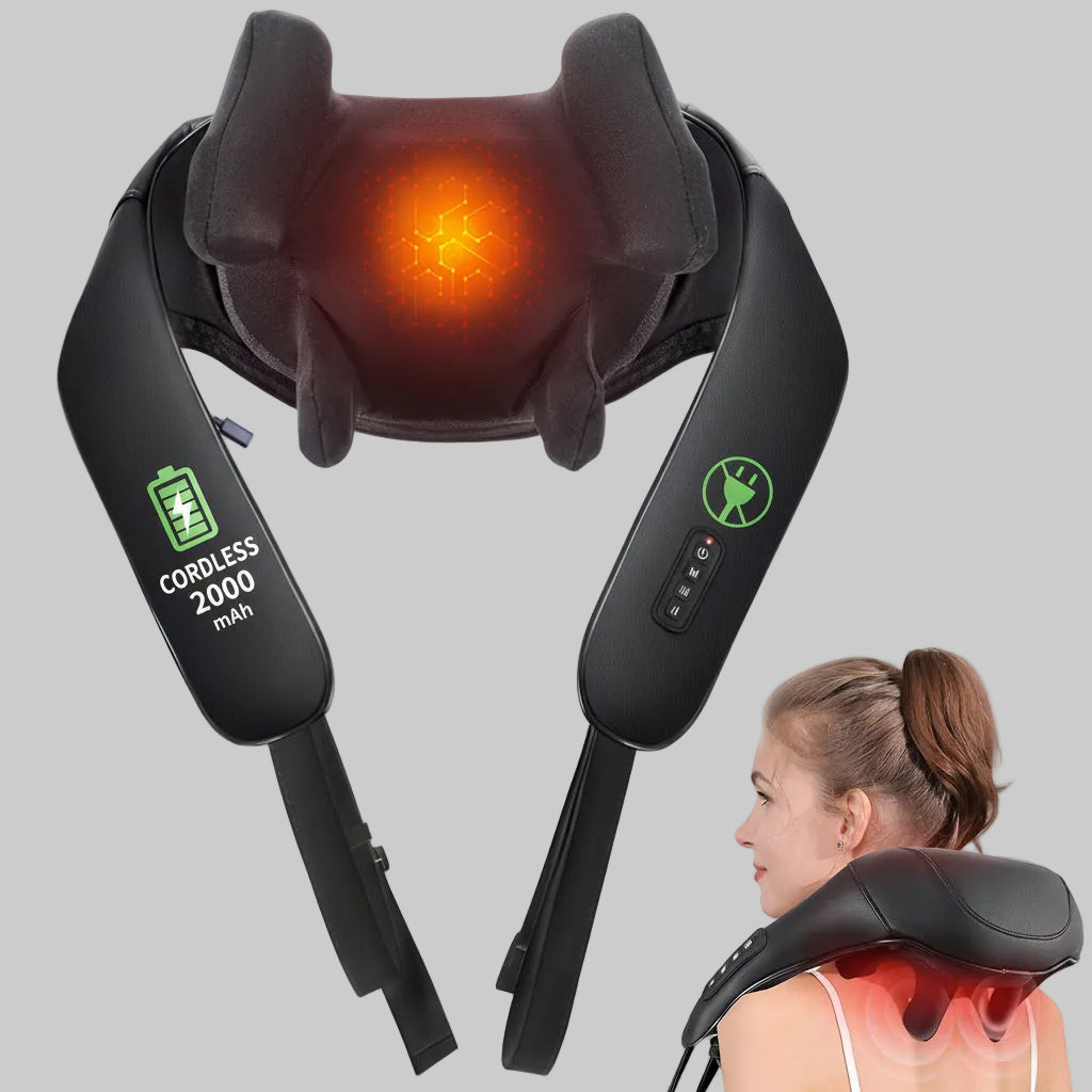 Trådløs nakkemassager til nakke og skuldre — bærbart omsluttende design