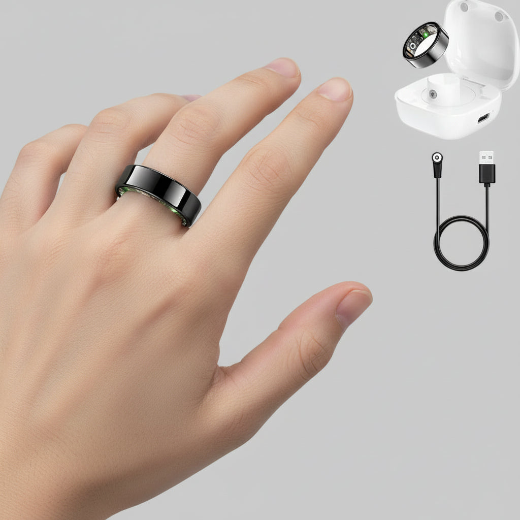 Compact Smart Ring Tracker — Heart Rhythm, Blood Oxygen & Sleep Stage Monitoring