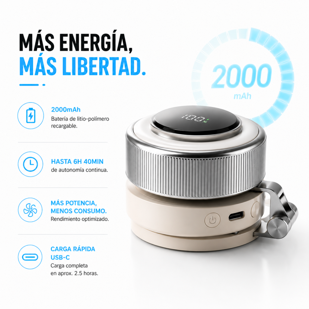 Compact Magnetic Fan With 360 Degree Cooling And Portable LED Light