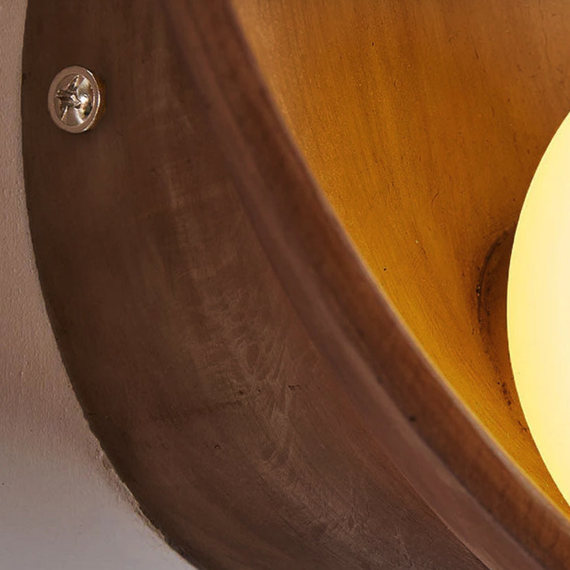 Modern Minimalist Round Wall Sconce | Resin & Iron Accent Light | Meowbutter