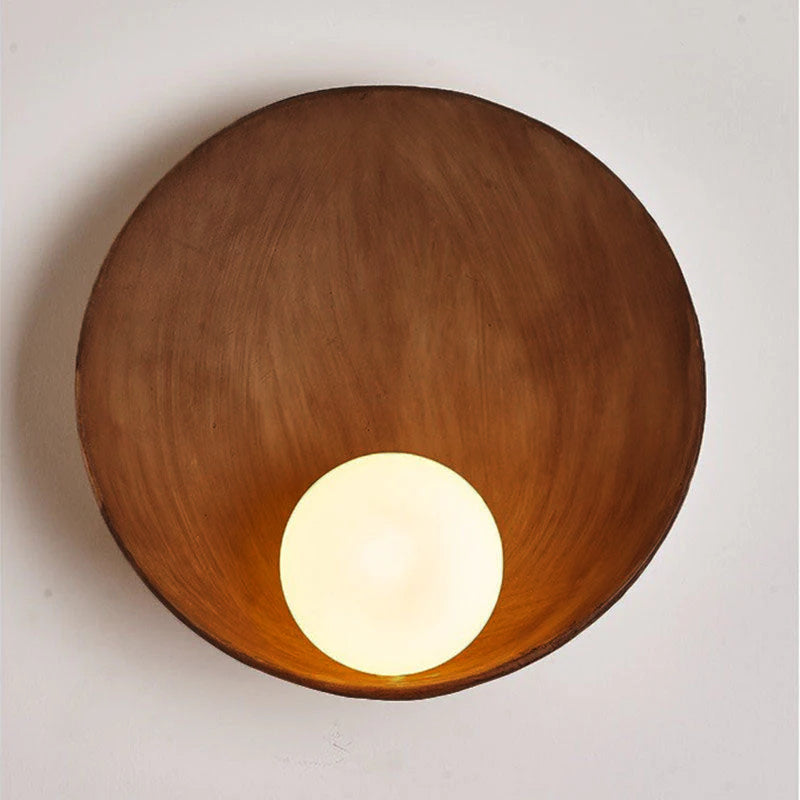 Modern Minimalist Round Wall Sconce | Resin & Iron Accent Light | Meowbutter