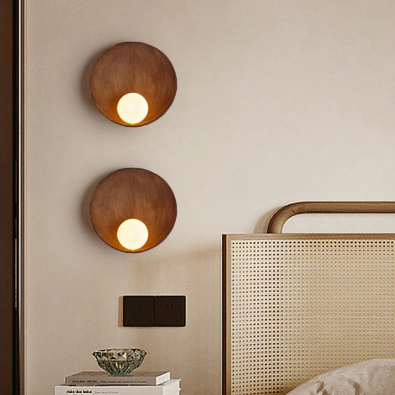 Modern Minimalist Round Wall Sconce | Resin & Iron Accent Light | Meowbutter