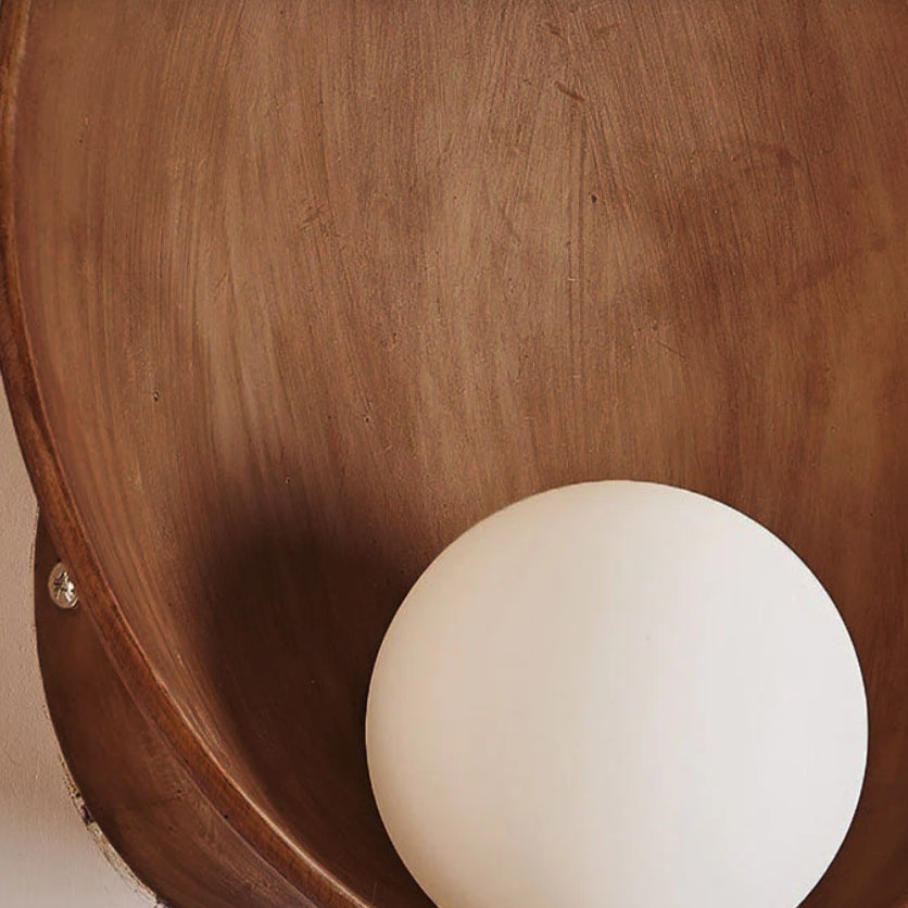 Modern Minimalist Round Wall Sconce | Resin & Iron Accent Light | Meowbutter