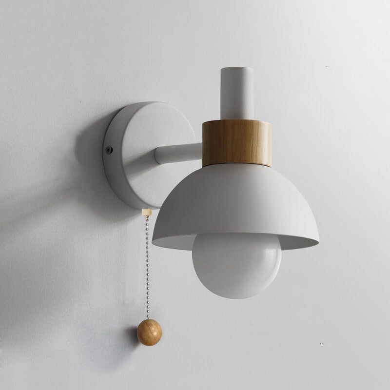 Nordic Wood Accent Wall Lamp | Minimalist Pull-Switch Light | Meowbutter