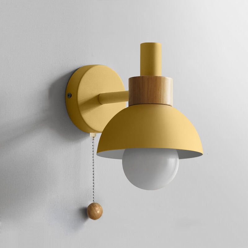 Nordic Wood Accent Wall Lamp | Minimalist Pull-Switch Light | Meowbutter
