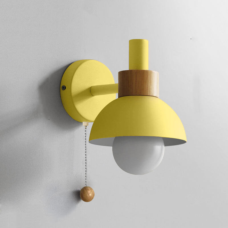 Nordic Wood Accent Wall Lamp | Minimalist Pull-Switch Light | Meowbutter