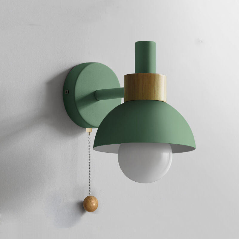 Nordic Wood Accent Wall Lamp | Minimalist Pull-Switch Light | Meowbutter