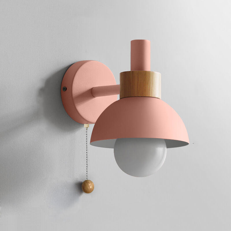 Nordic Wood Accent Wall Lamp | Minimalist Pull-Switch Light | Meowbutter