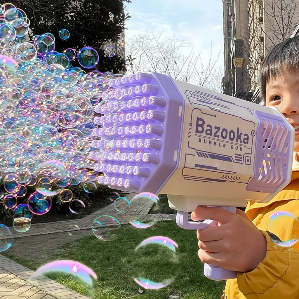 Pistolă de baloane cu LED, reîncărcabilă, din ABS — suflantă cu iluminare intermitentă continuă