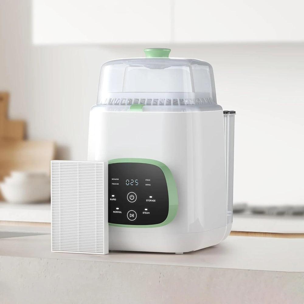 Elektrischer Babyflaschenreiniger für die Arbeitsplatte – Dampfsterilisator und Warmlufttrockner