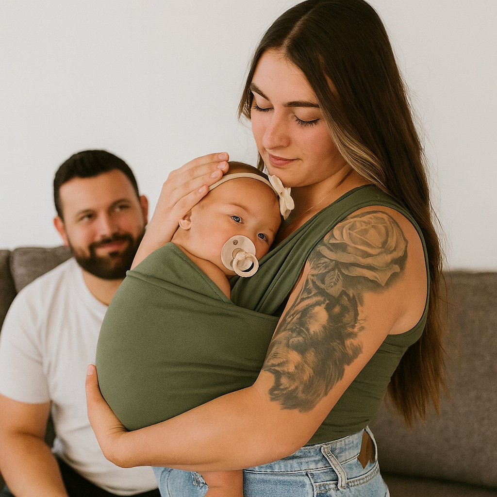 Camiseta portabebés elástica para recién nacidos — Top envolvente ponible con manos libres