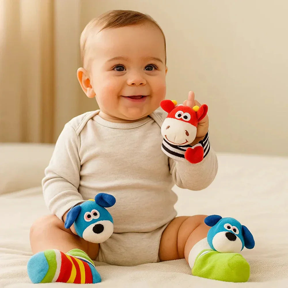 Baby Rattle Socks Wristband Infant Sensory Toy Set | Meowbutter
