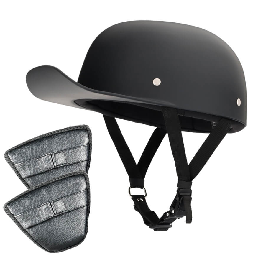 Baseball Pro DOT Half Helmet — Matte Black Curved Brim