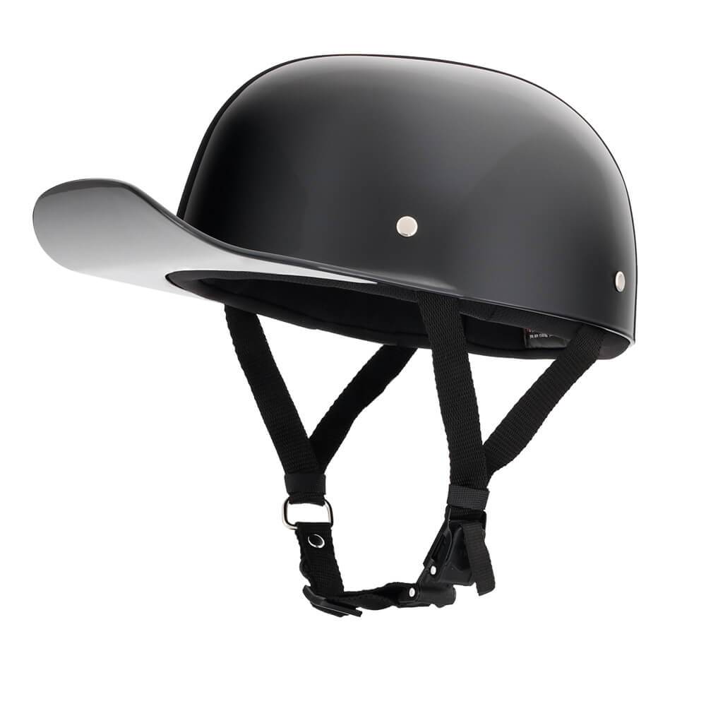 Kask motocyklowy półotwarty Baseball Pro DOT — czarny z połyskiem