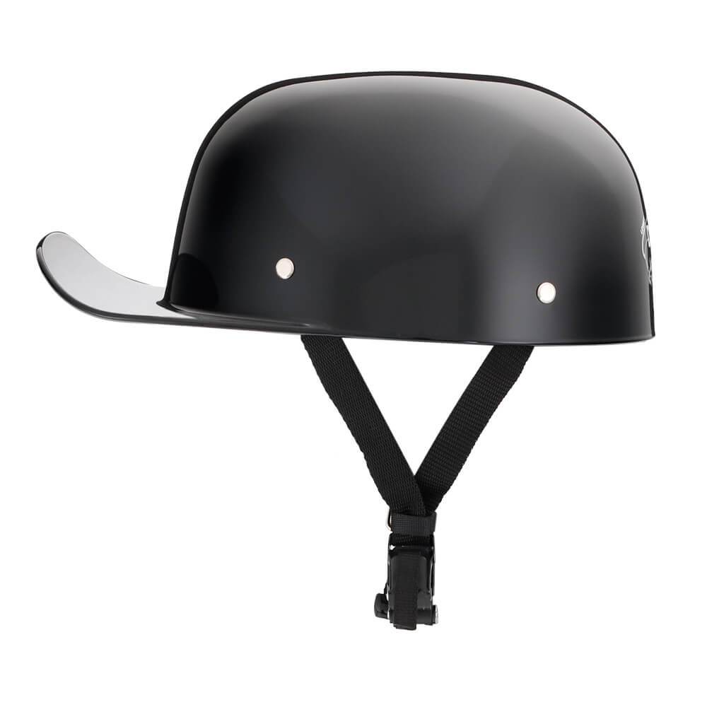 Kask motocyklowy półotwarty Baseball Pro DOT — czarny z połyskiem