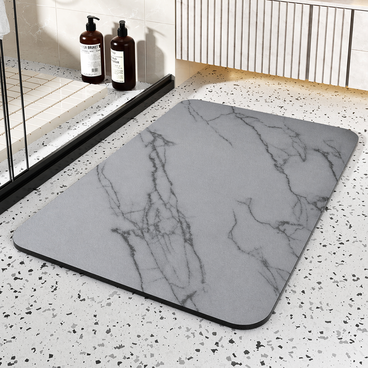 Bathroom Mat Quick Dry Diatom Stone Non Slip Marble Rug | Meowbutter